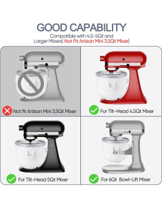 Hacedor de Helados Kitwanda 2 Cuartos para Batidora Kitchenaid 2