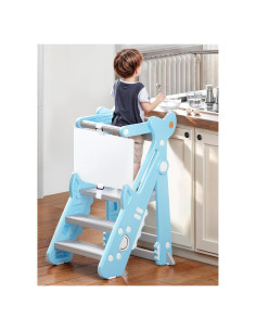 Torre Plegable para Niños VBABY, Taburete Ajustable Azul