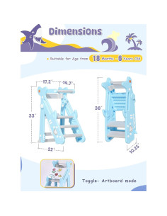 Torre Plegable para Niños VBABY, Taburete Ajustable Azul 2