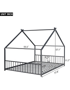 Cama de Metal Completo Favfurish con Techo y Listones Negro 2