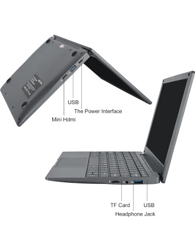 Mini Laptop HBESTORE 10.1" 8GB RAM 128GB SSD Gris Hierro