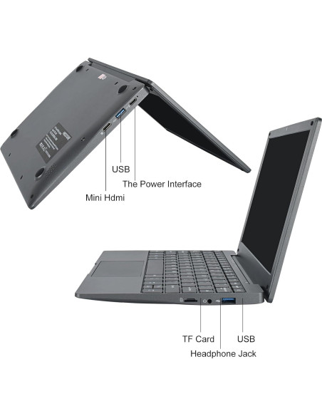 Mini Laptop HBESTORE 10.1" 8GB RAM 128GB SSD Gris Hierro