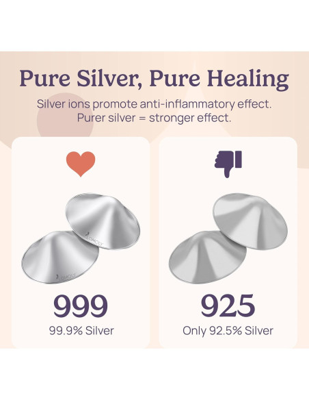 Copas de lactancia de plata 999 con extractor manos libres