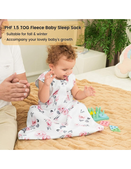 Saco de Dormir PHF para Bebés 6-12 Meses Floral Microforro Saco de Dormir PHF para Bebés 6-12 Meses Floral Microforro