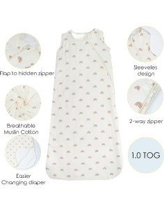 Manta para bebé unisex de muselina algodón orgánico 1.0 Tog 2