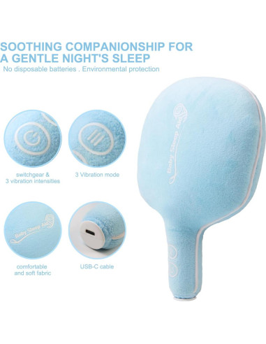 Acondicionador de Sueño para Bebés - Vibrante, 3 Intensidades, Carga Tipo-C