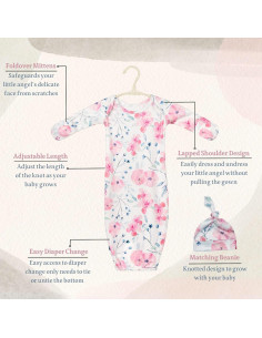 Vestido de Dormir para Bebé Giggle Angel 0-3 Meses Rosa Claro 2