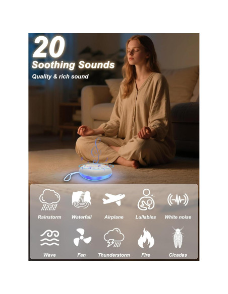 Máquina de Sonido Blanco Cevly con 20 Sonidos y Luz Nocturna