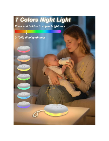 Máquina de Sonido Blanco Cevly con 20 Sonidos y Luz Nocturna