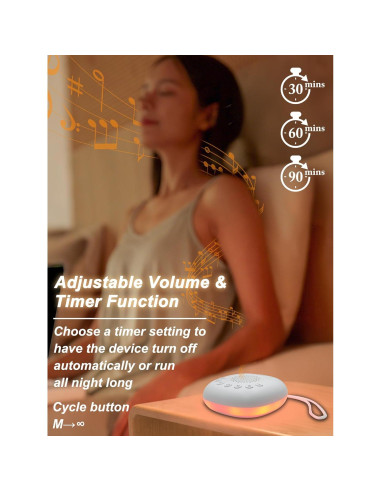 Máquina de Sonido Blanco Cevly con 20 Sonidos y Luz Nocturna