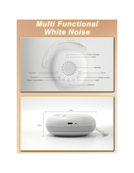 Máquina de Sonido Blanco Cevly con 20 Sonidos y Luz Nocturna