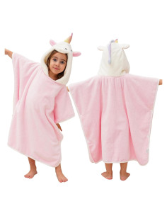 Toalla con Capucha 3D Unicornio PINNKKU 71x140 cm Rosa