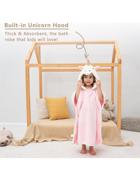 Toalla con Capucha 3D Unicornio PINNKKU 71x140 cm Rosa Toalla con Capucha 3D Unicornio PINNKKU 71x140 cm Rosa