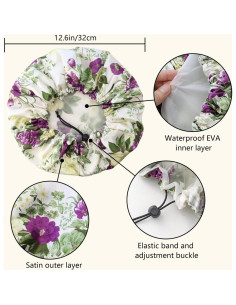 Gorros de Ducha Impermeables TCOTBE - 3 Piezas Reutilizables 2