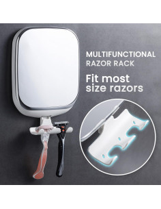 Espejo de Ducha TAILI Antivaho 26x18 cm con Soporte Blanco 2