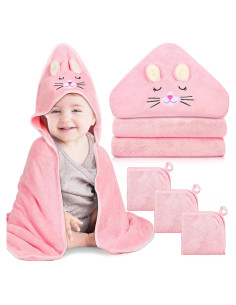 Juego de 4 Toallas con Capucha Sublaga para Bebés 81x81 cm