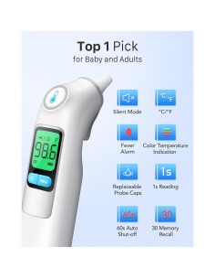 Termómetro de oído Femometer Family DET-1015, 30 memorias, 1s 2