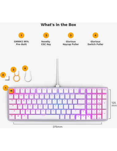 Teclado Mecánico Glorious GMMK 2 TKL Blanco RGB DIY