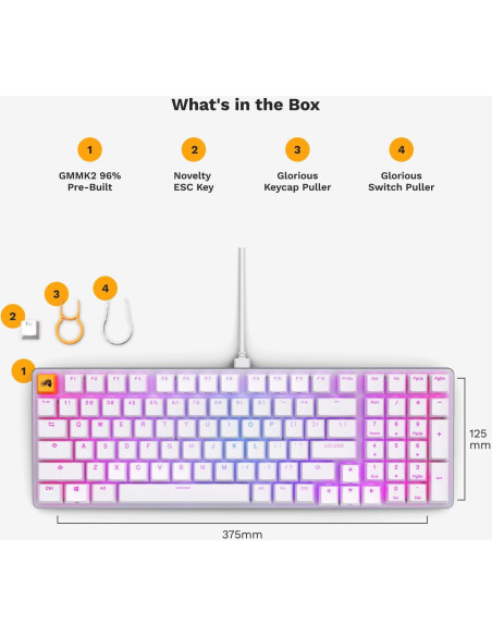 Teclado Mecánico Glorious GMMK 2 TKL Blanco RGB DIY Teclado Mecánico Glorious GMMK 2 TKL Blanco RGB DIY
