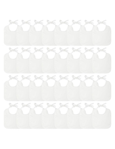 40 Baberos de Algodón Blanco Panitay para Bebés 18x18 cm