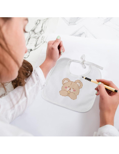 40 Baberos de Algodón Blanco Panitay para Bebés 18x18 cm