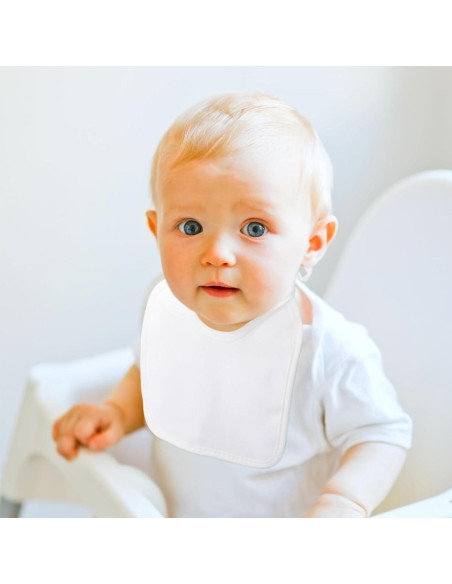 40 Baberos de Algodón Blanco Panitay para Bebés 18x18 cm