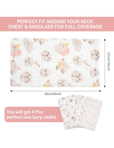 Paños de Eructo para Bebés 100% Algodón Lasonotan 4 Piezas