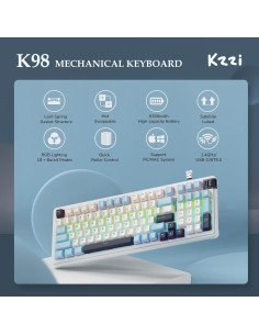Teclado Mecánico Inalámbrico KZZI K98 RGB 6300mAh 2