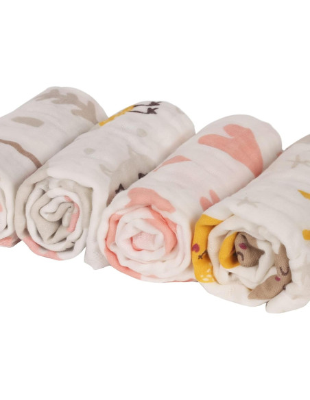 Paños de Eructo para Bebés 100% Algodón Lasonotan 4 Piezas Paños de Eructo para Bebés 100% Algodón Lasonotan 4 Piezas