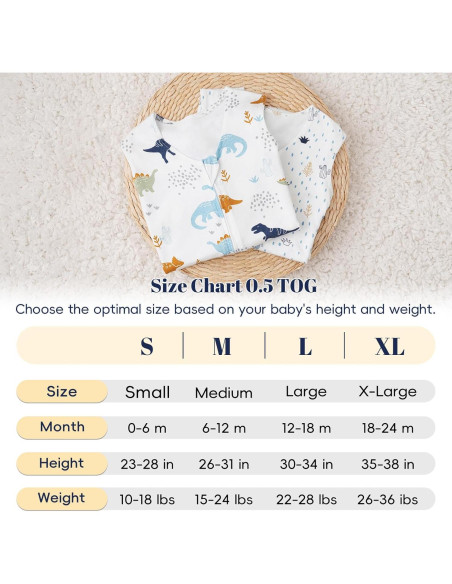 Saco de Dormir para Bebés PHF 0-6 Meses Dinosaurio 2 Piezas