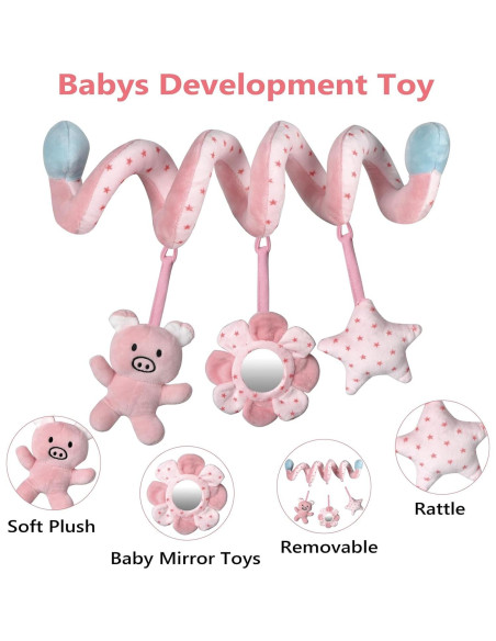 Juguetes de Actividad en Espiral SAMMAS para Bebés - Cerdo Rosa