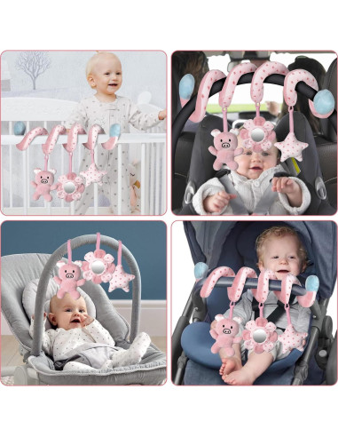 Juguetes de Actividad en Espiral SAMMAS para Bebés - Cerdo Rosa