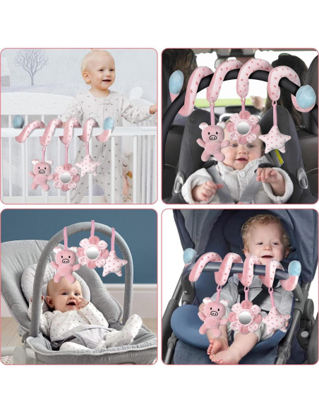 Juguetes de Actividad en Espiral SAMMAS para Bebés - Cerdo Rosa