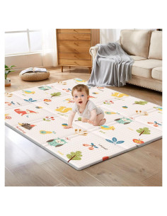 Alfombra de Juego para Bebés 127x127 cm Beige - Espuma Antideslizante