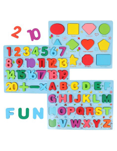 Juego de Rompecabezas de Letras y Números GEMEM - 3 Tableros Educativos