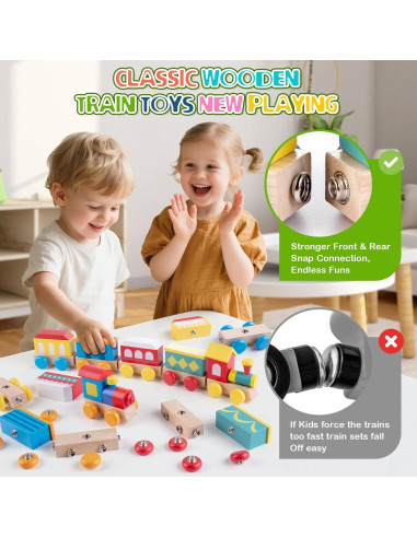 Juego de Tren de Madera TIGERHU | Juguete Educativo 34 Piezas