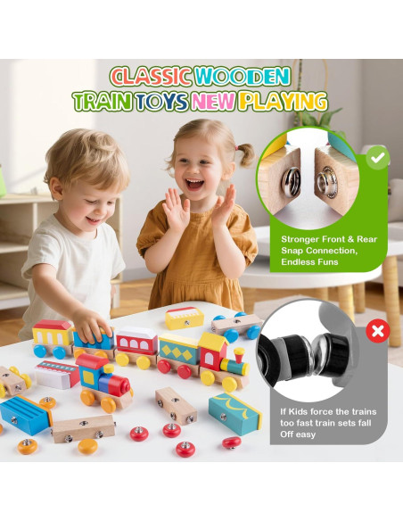 Juego de Tren de Madera TIGERHU | Juguete Educativo 34 Piezas