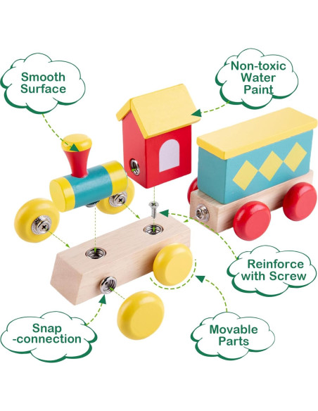 Juego de Tren de Madera TIGERHU | Juguete Educativo 34 Piezas