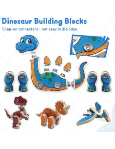 Juego de construcción de dinosaurios de madera SAYHALO 30 piezas 2