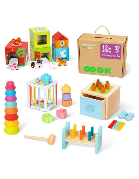 Juguetes Montessori OOOK 7 en 1 para Bebés 12+ Meses