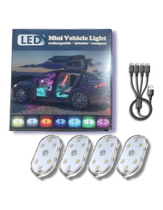 Luces LED recargables Harth para interior de automóvil - 4 piezas