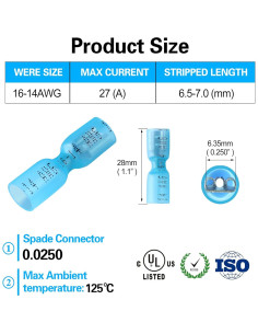 100 Conectores Rápidos Térmicos Impermeables VAMRONE 16-14 AWG 2