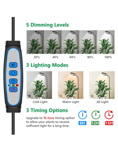 Luz de Crecimiento LED Aumtrly 172.72 cm Espectro Completo