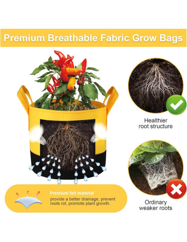 Paquete de 6 bolsas de cultivo SouilGoal 5-7-10 galones