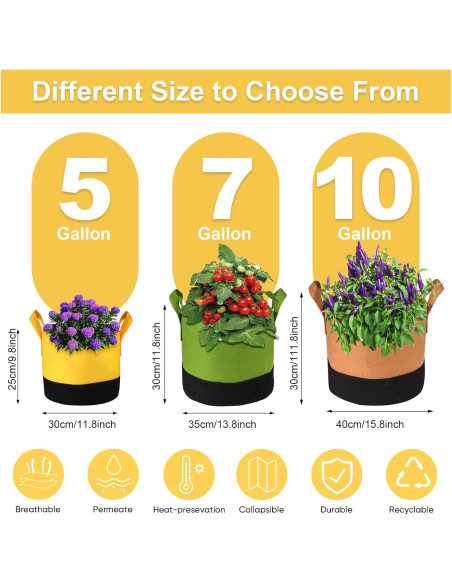 Paquete de 6 bolsas de cultivo SouilGoal 5-7-10 galones