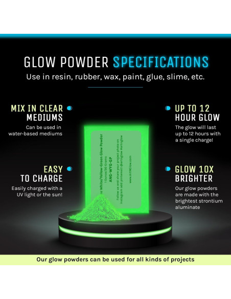 Polvo Fluorescente que Brilla en la Oscuridad Art 'N Glow 120g