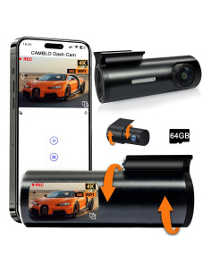 Cámara de Tablero Dual 4K CAMBLO C30D con WiFi y Tarjeta 64GB