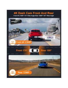 Cámara de Tablero Dual 4K CAMBLO C30D con WiFi y Tarjeta 64GB 2