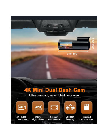 Cámara de Tablero Dual 4K CAMBLO C30D con WiFi y Tarjeta 64GB