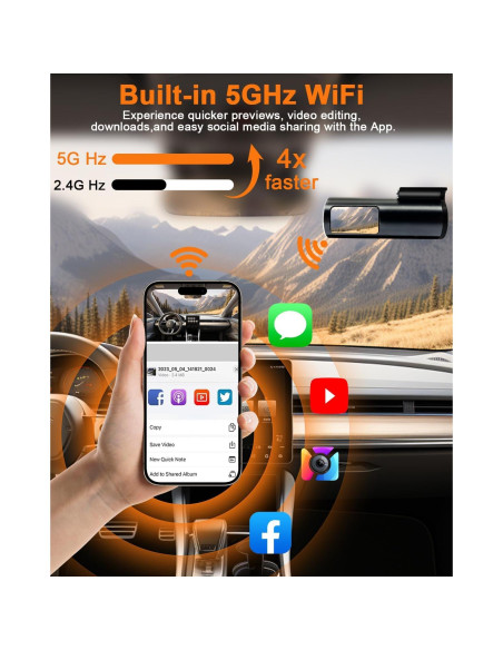 Cámara de Tablero Dual 4K CAMBLO C30D con WiFi y Tarjeta 64GB